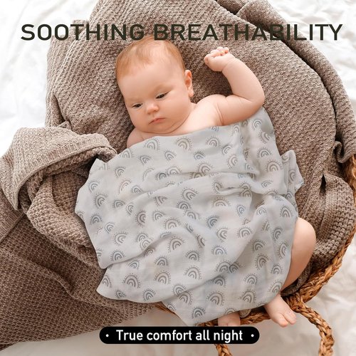 Graceful Muslin Baby Burp Cloths - Large 27 x 27 Inches, 6 Pack for Newborns in Elegant Colors