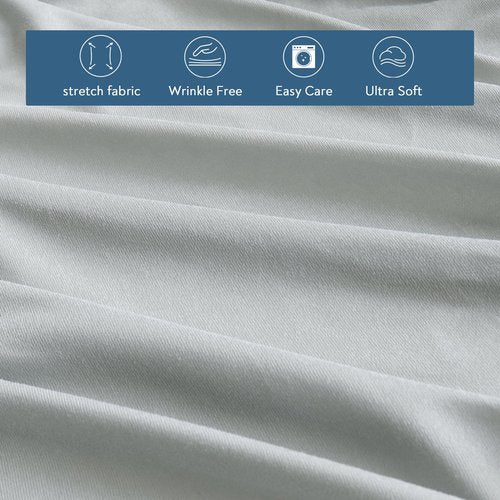 Box Spring Cover Queen Size - Jersey Knit & Stretchy Wrap Around 4 Sides of The Box Spring, Alternative for Bed Skirt, Ultra Soft, Wrinkle & Fading Resistant, Gray