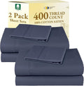 California Design Den Twin Sheet Set - 400 Thread Count 100% Cotton Sateen - Soft, Breathable, Deep Pocket - Indigo Dusty Blue
