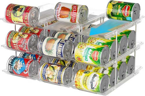 LXLXXL Can Organizer - Automatic Rolling Storage Rack for Pantry | Holds Up to 36 Cans, Clear Design