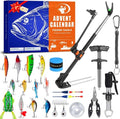 Fishing Advent Calendar 2025 - 24-Day Tackle Set with Rod Holder & Fish Lip Gripper | Perfect Gift for Men