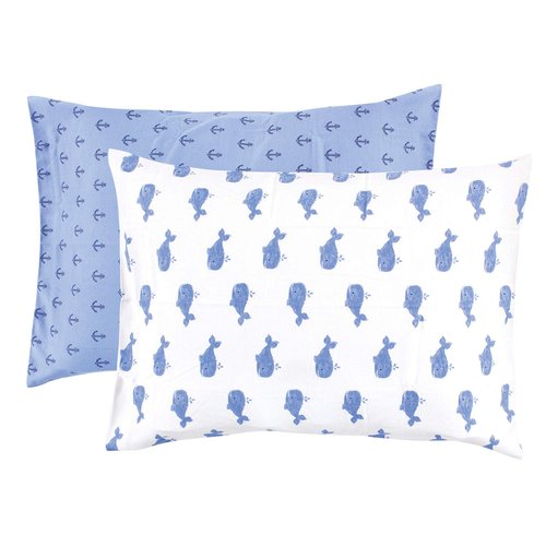 Hudson Baby Unisex Baby and Toddler Cotton Toddler Pillow Case, Blue Whale, One Size