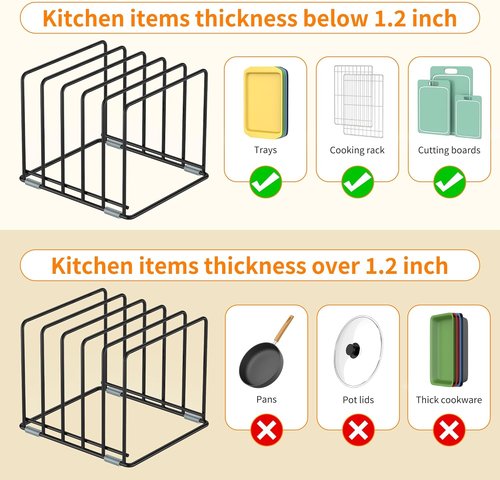 Cutting Board Organizer - Skiennix 2-Pack Kitchen Cabinet Rack with 5 Slots for Baking Trays & Sheets