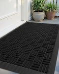 Color&Geometry Heavy Duty Non-Slip Front Door Mat - All-Weather Welcome Mat, 24"x36", Black