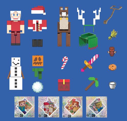 Mattel Minecraft Advent Calendar - 3 Action Figures, 17 Accessories & 24 Daily Surprises | Perfect Holiday Gift