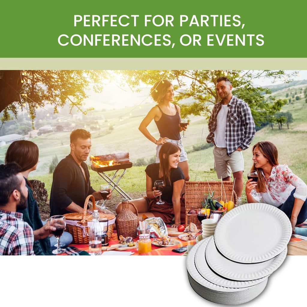 Perfect Stix 9" Paper Plates- Case of 1,200ct, White