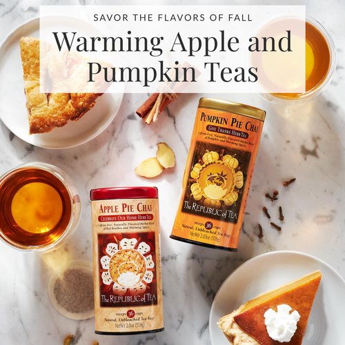 The Republic of Tea – Pumpkin Pie Chai Herbal Tea Tin, 36 Naturally Caffeine-Free Tea Bags