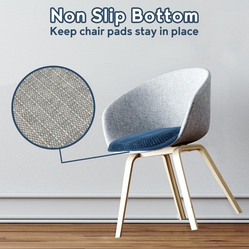 PAGGED Blue Chairs Cushions for Dining Chairs 6 Pack Non Slip Foam Kitchen Seat Cushions Washable Soft Thick Patio Pads Large Wooden Metal Tapered Chair Cushions,17" x 15"