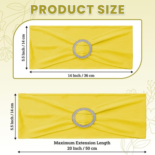 MDS Spandex Chair Sashes - Universal Fit Elastic Stretch Bows with Buckle Slider - Yellow, Pack of 250