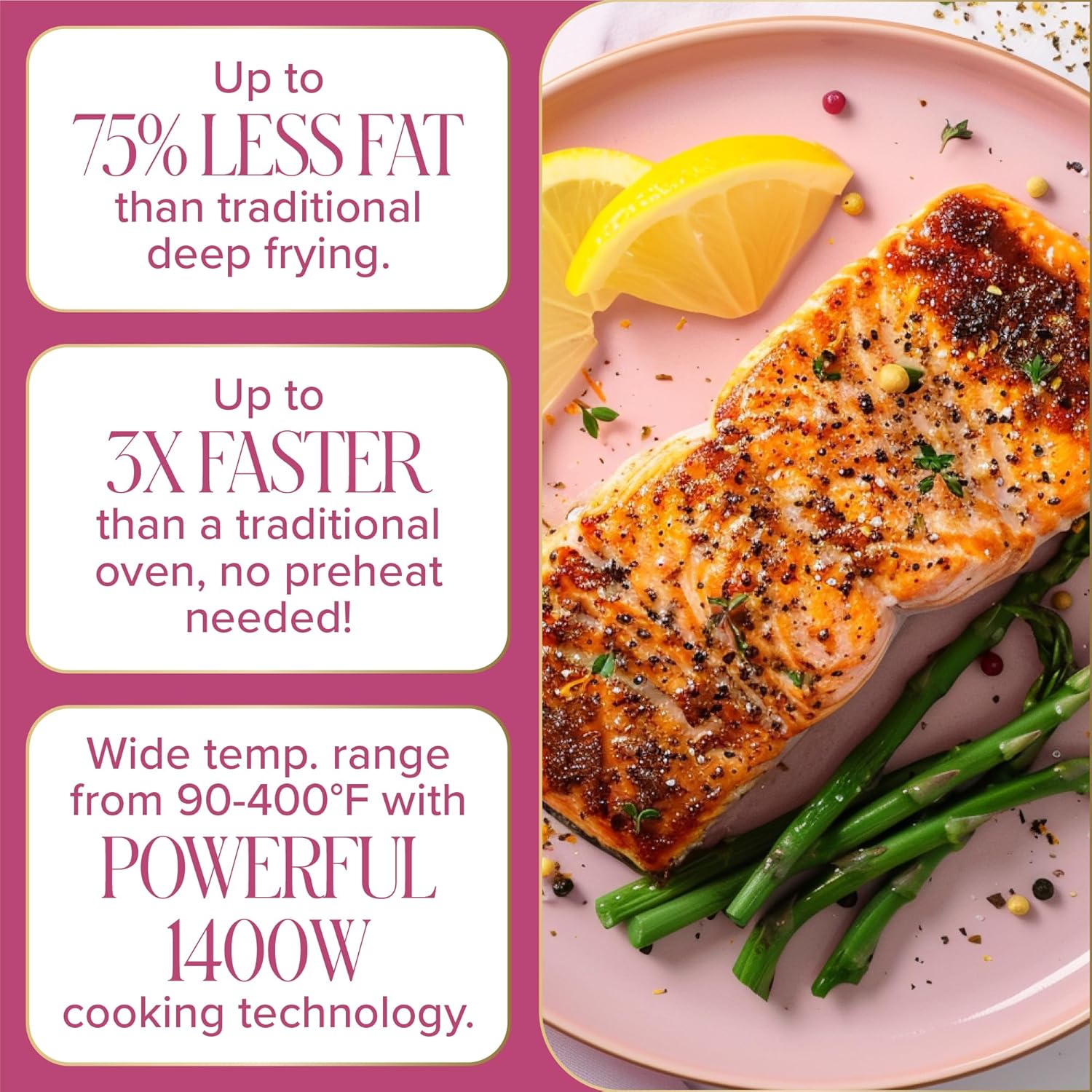 Paris Hilton Air Fryer - 6-Quart Nonstick Capacity | 8-in-1 Touchscreen, Dishwasher Safe, White