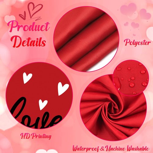 Tieshankao Valentines Shower Curtain Bathroom Decor Scalloped Red Love with 12 Hooks 72 x 72 Inches - Style 6