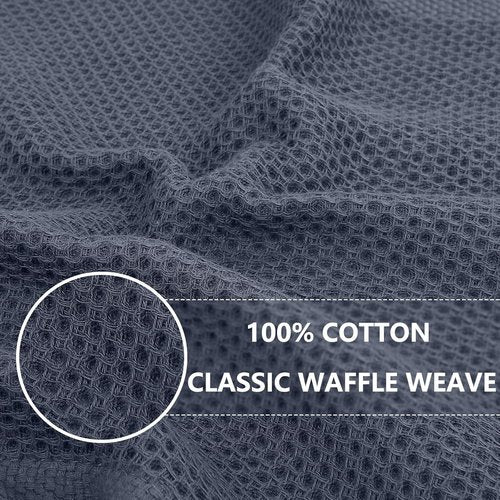 Homaxy 100% Cotton Oversized Waffle Weave Dish Towels - Ultra Soft & Absorbent, 3-Pack, Dark Grey, 20 x 28 Inches