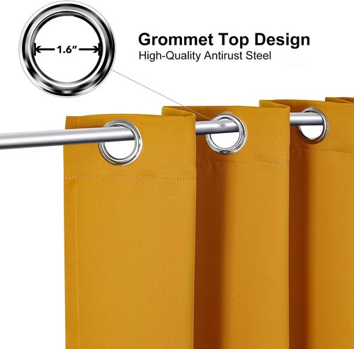 ChrisDowa Room Darkening Curtains - Thermal Insulated Blackout Panels, Mustard Yellow, 42W x 84L