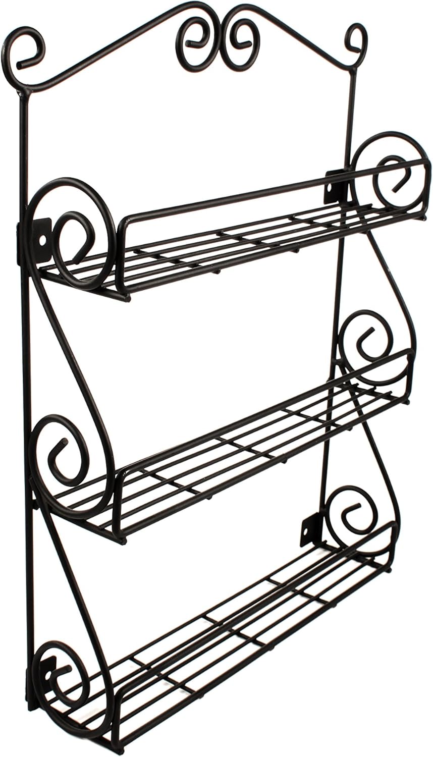 Spectrum Diversified 3-Tier Wall-Mounted Spice Rack Organizer - Traditional Design for Kitchen & Cabinet
