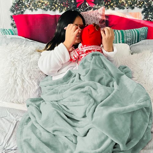 Bedsure GentleSoft Fleece Bed Blanket - Soft, Lightweight, Cozy Sage Green Microfiber, 84x90 Inches