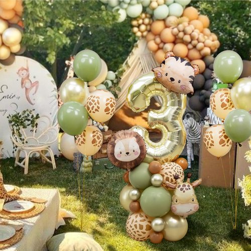 Jungle Safari Birthday Balloons, Wild One Animal Balloons Safari Birthday Party Supplies for Safari Birthday Wedding Shower Party Decorations