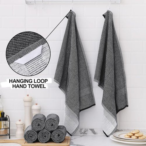 Homaxy Premium Kitchen Towels - Highly Absorbent Cotton Dish Towels (18”x28”, 6 Pack) | Black