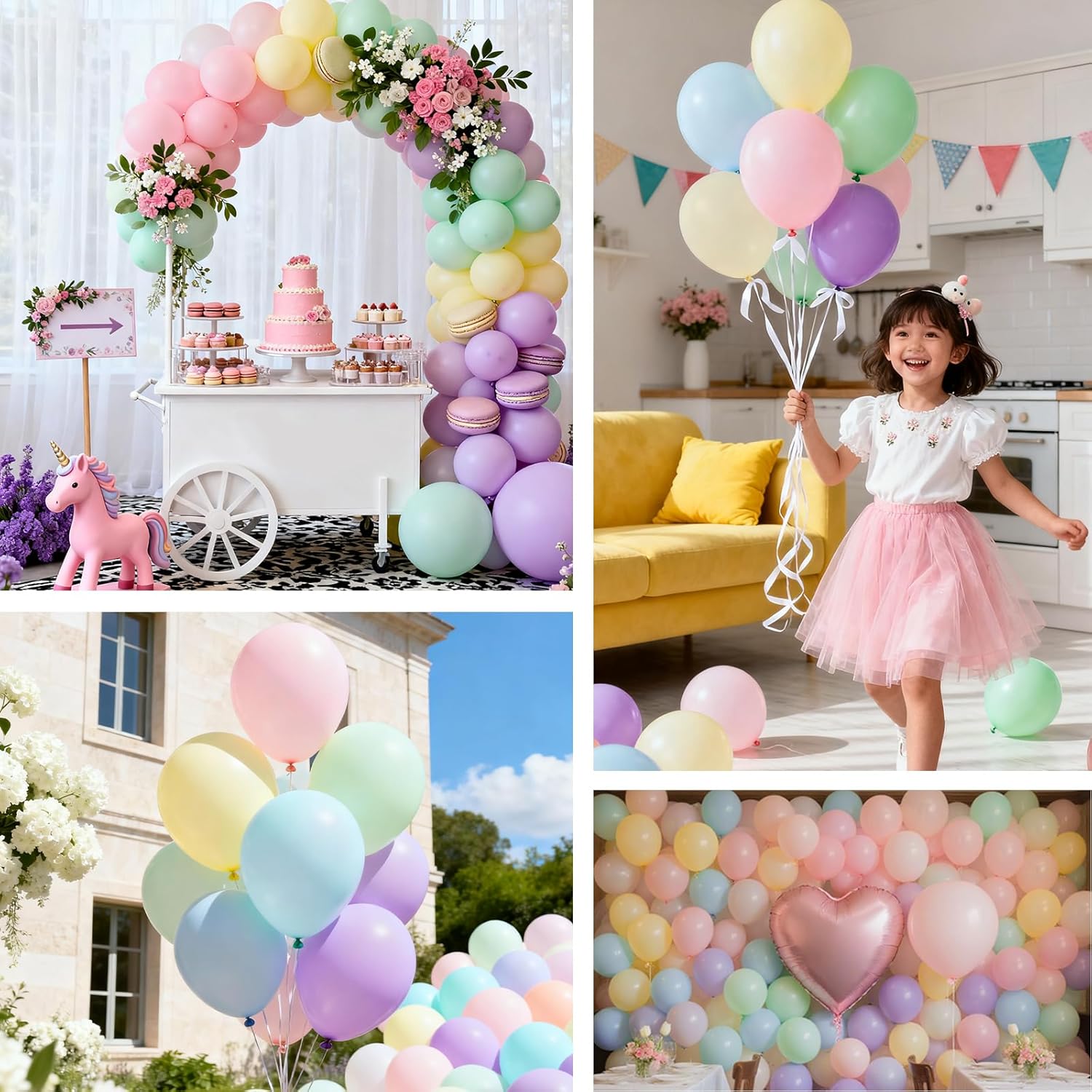Patimate Pastel Balloons - 100 Pack 12-Inch Round Macaron Color Latex Balloons for Parties & Events