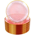 Rubtlamp 100 Pcs Pink Gold Dessert Plates hammered party plates, Pink Disposable Plates With Gold Rim, 7 Inch Dessert Platos Disposable, Plastic Appetizer Plates Perfect for Mother's Day