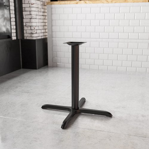 Flash Furniture 30" x 30" Restaurant Table X-Base with 3" Diameter Table Height Column, Commercial X-Base Cast Iron Restaurant Table Base, Black