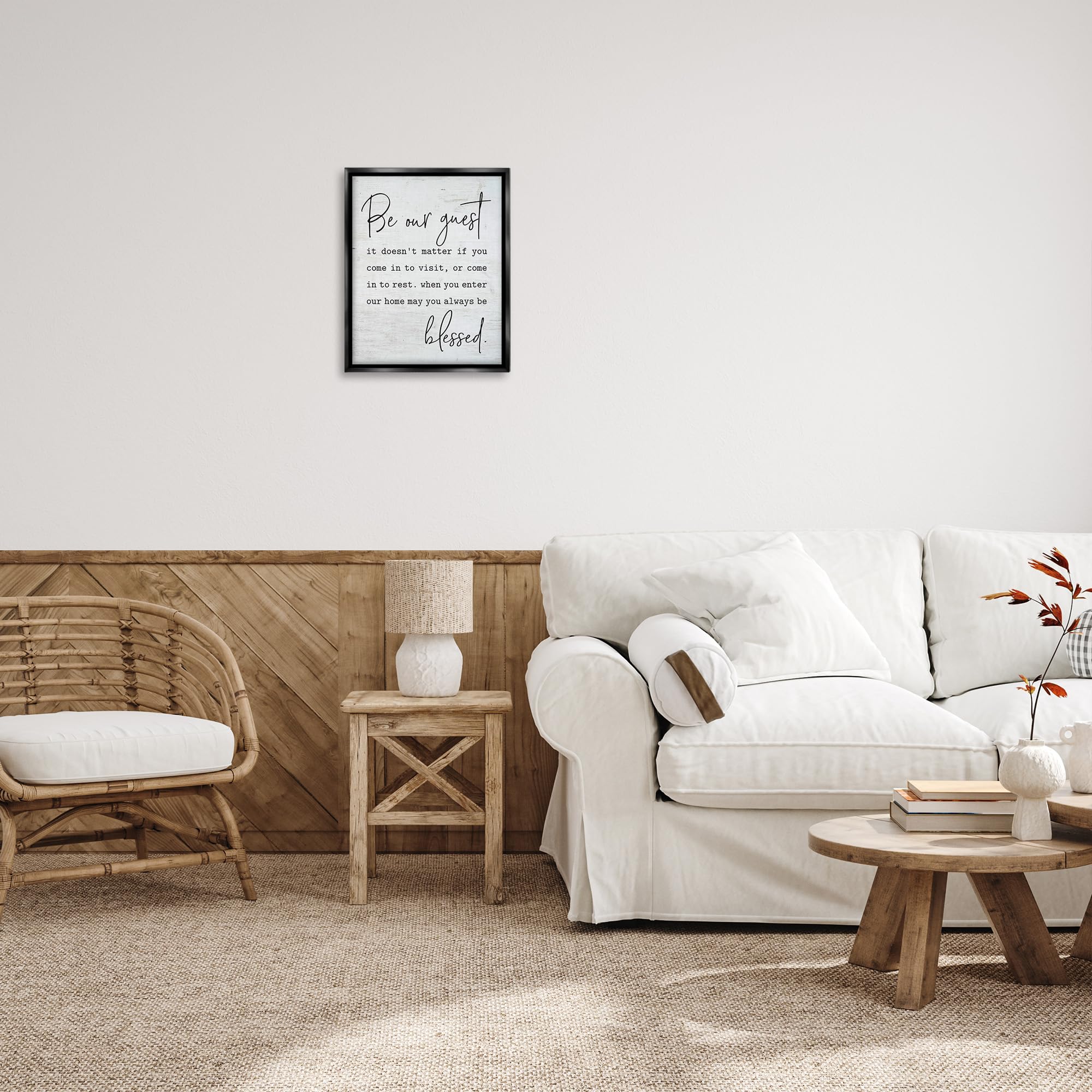 Stupell Industries Be Our Guest Home Family Inspirational Word On Wood Texture Design, Design by Lettered and Lined