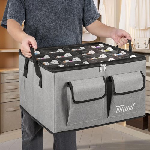 ITHWIU Shoe Storage Organizer for Closet, Fits 16 Pairs, Shoe Bin Storage Containers Foldable with Transparent Cover & Reinforced Handlesfor Shoes, Space Saving Shoes Holder, Gray