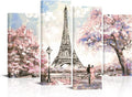 Visual Art Decor Pink Eiffel Tower Wall Art - Romantic Paris Landscape for Living Room | Framed 34"x48"