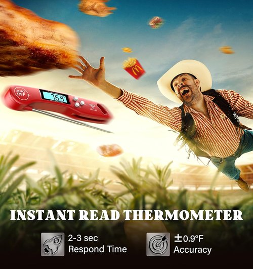 DOQAUS Instant Read Digital Meat Thermometer - Backlit & Auto-Rotating Display, 4.6” Probe for Perfect BBQ & Cooking
