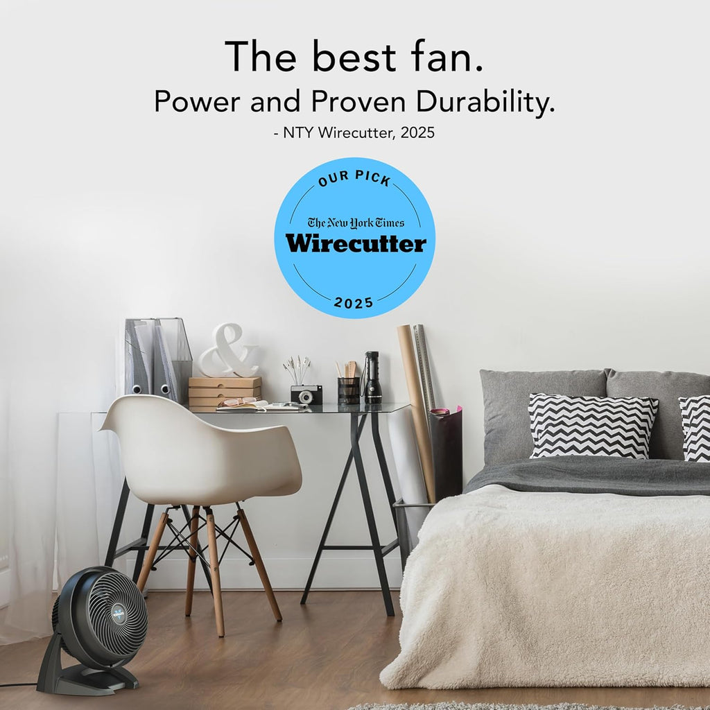 Vornado 630 Mid-Size Air Circulator - 3-Speed Quiet Floor Fan for Home & Office | Adjustable Tilt, 9-Inch, Black