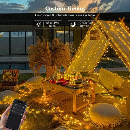 BrizLabs Smart Christmas Lights, 66FT 200 LED Christmas Lights App/Voice Control, Multiple Modes Dimmable Warm White Mini Fairy Light String, Music Sync Party Light Clear Wire for Indoor Outdoor Decor