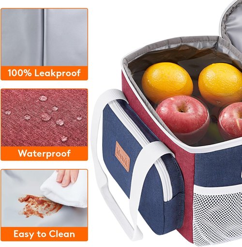 Lifewit Insulated Lunch Bag - Soft Cooler Tote for Adults | Holds 12 Cans (9L) - White, Red & Blue