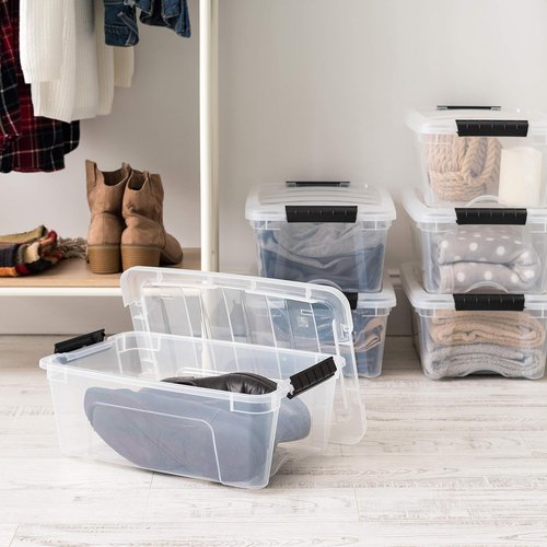 IRIS USA Storage Bins - 4-Pack 13 Quart Stackable Organizing Solution with Lids | Durable BPA-Free Plastic