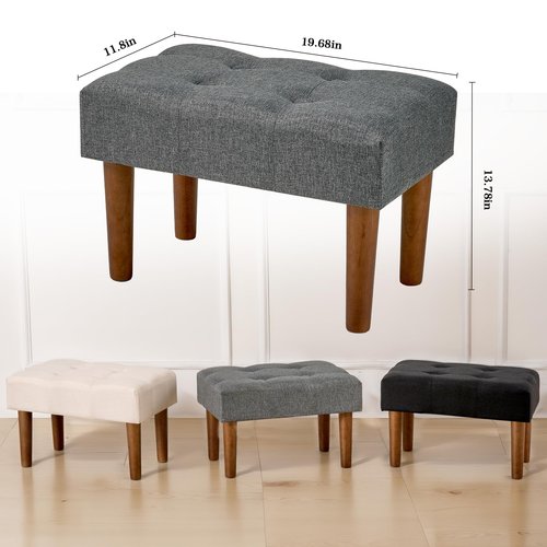VECELO Small Foot Rest Under Desk Ottoman, Linen Foot Stool with Legs, Rectangle Footrest Leg Rest for Sofa, Relieve Stress, Better Posture, Ottoman Rest Stools for Living Room Entryway, Gray