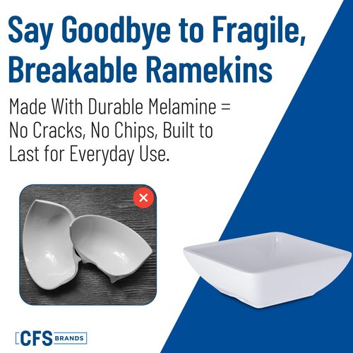 Carlisle FoodService Products Ramekins Sauce Bowl, Square Bowl for Catering, Kitchen, Restaurant, Plastic, 2 Ounces, White, (Pack of 48)