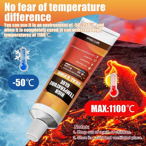 WANJAO 100ml Wood Stove Gasket Cement, Wood Stove Gasket Kit, 99in Length Wood Stove Gasket Rope Fiberglass Elastic Sealing Tape High Temperature Wear-Resistant for Furnace Tubes Kilns
