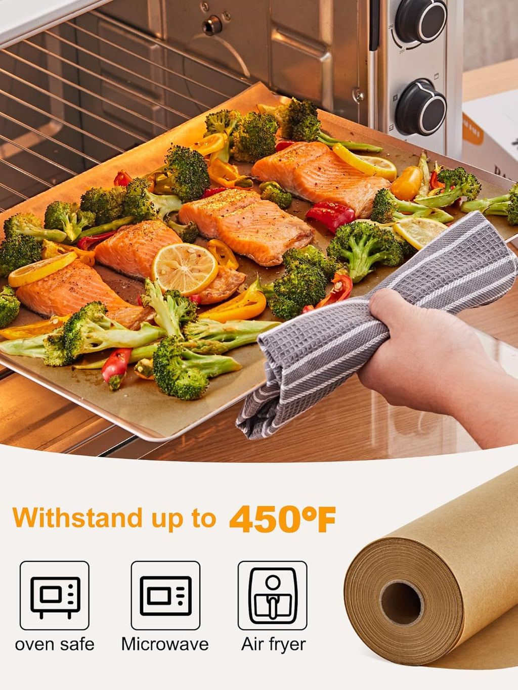 SMARTAKE Non-Stick Parchment Paper Roll - 15 in x 108 ft, Ideal for Baking, Cooking & Grilling