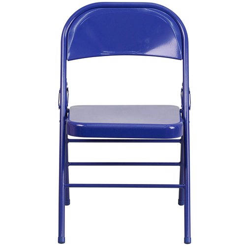 Flash Furniture 2 Pack HERCULES COLORBURST Series Cobalt Blue Triple Braced & Double Hinged Metal Folding Chair