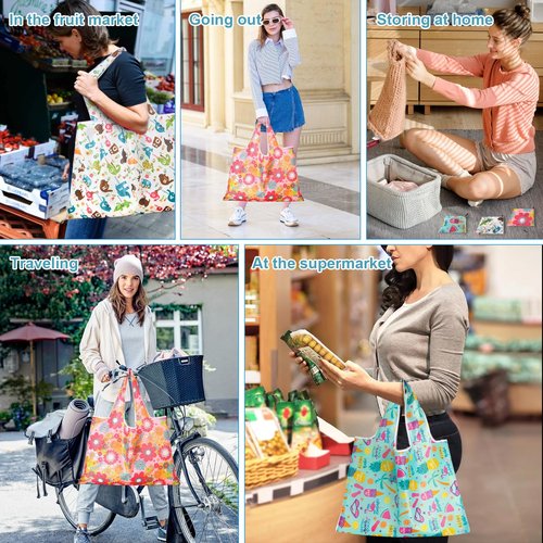 lyBlissor Extra Large 50Lbs Foldable Reusable Shopping Bags with Handles Fold Up Shopping Bags for Purse Reusable Tote Bag