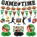 20Pcs Football Party Decorations Kit | Game Time Football Garland Banner Hanging Swirl Touch Down Honeycomb Centerpiece | Birthday & Tailgate Party Supplies