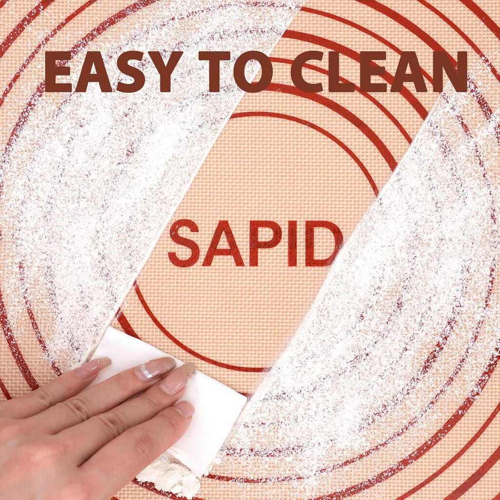 Sapid Extra Thick Silicone Pastry Mat - Non-Slip Baking Surface with Measurements | Extra Large 20" x 28" Red