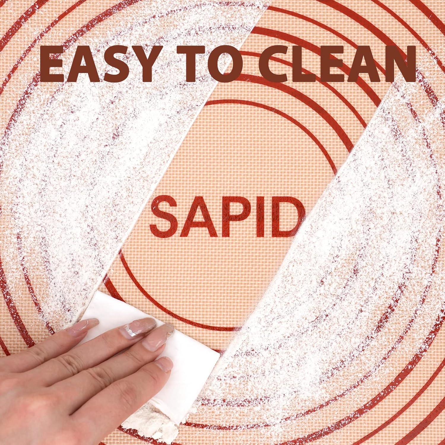 Sapid Extra Thick Silicone Pastry Mat - Non-Slip Baking Surface with Measurements | Extra Large 20" x 28" Red