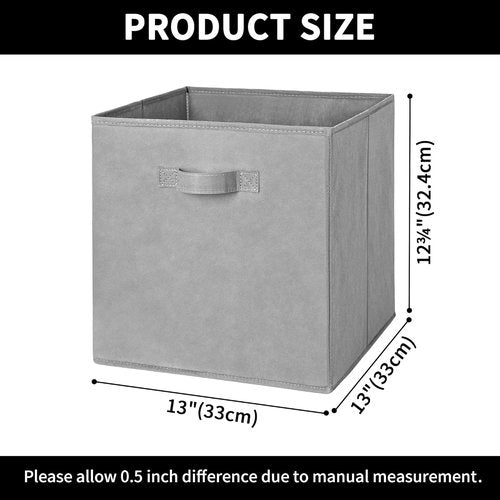 GRANNY SAYS Cube Storage Bins - 13x13 Fabric Storage Cubes for Organized Shelving | Gray, 6-Pack