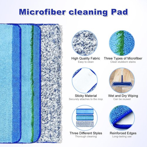 Bona - 6 Pack Microfiber Cleaning Pads - Washable & Reusable for Hardwood Floors | Deep Cleaning & Dusting
