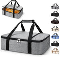 Coobiiya Insulated Casserole Carrier - Thermal Lunch Bag Keeps Food Hot or Cold | Fits 9" x 13" Dish - Grey