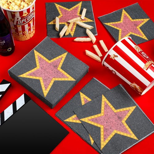 Feifeiya 60 Pcs Movie Star Cocktail Paper Napkins 6.5 x 6.5 Inches Disposable Paper Napkins Dessert Beverage Napkin for Decoupage Luncheon Napkin for Theme Party Wedding Birthday Party