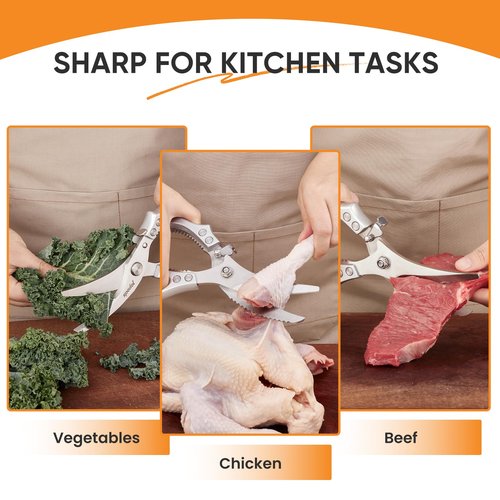 SPEDOL Kitchen Scissors Food Cutting: Heavy Duty Poultry Meat Shears - Stainless Steel All Purpose for Home Cooking & Restaurant