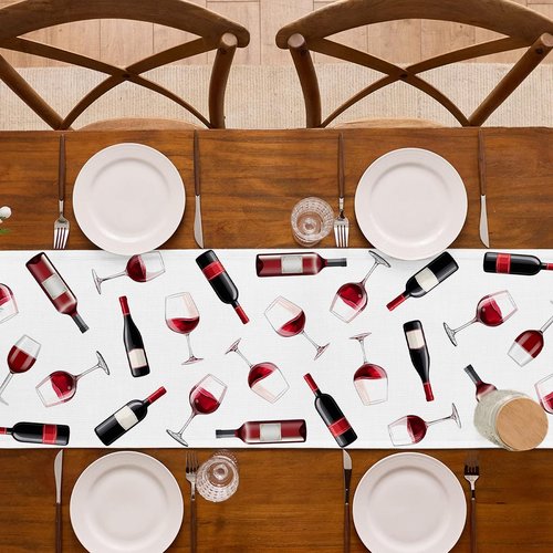 Buxiuer Red Wine Table Runner Wine Tasting Party Decoration Vino Before Vows Dining Room Home Kitchen Island Decor