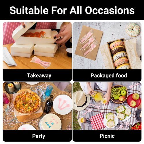 EUSOAR Disposable Sporks, 100pcs 4.5"x1.3" Plastic Sporks, Heavy Duty Heavyweight Disposable Utensils Silverware Set Individually Wrapped Fork Spoon for Party Bulk Wedding Birthday Gathering-Pink