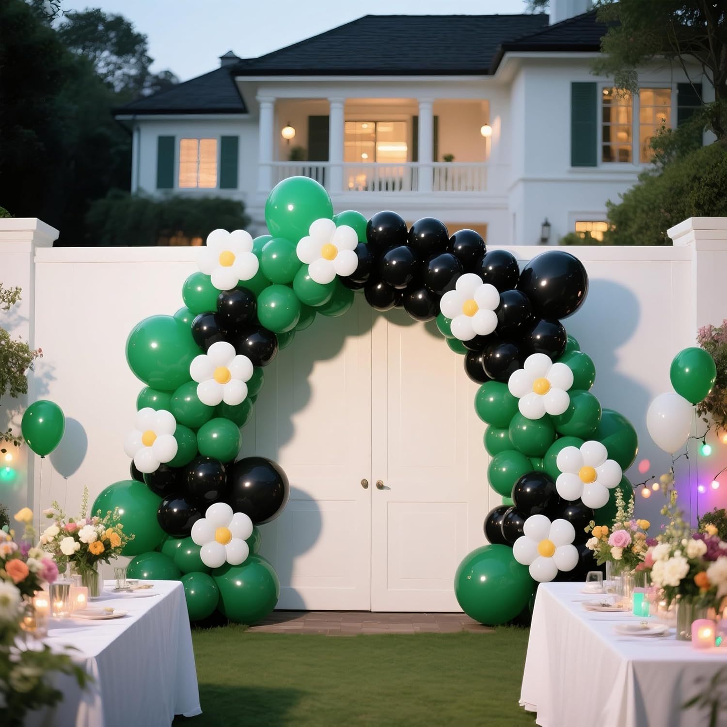 Shiny Metallic Black Balloons - 145-Piece Latex Arch Kit for Graduation, Halloween & Birthday Decor