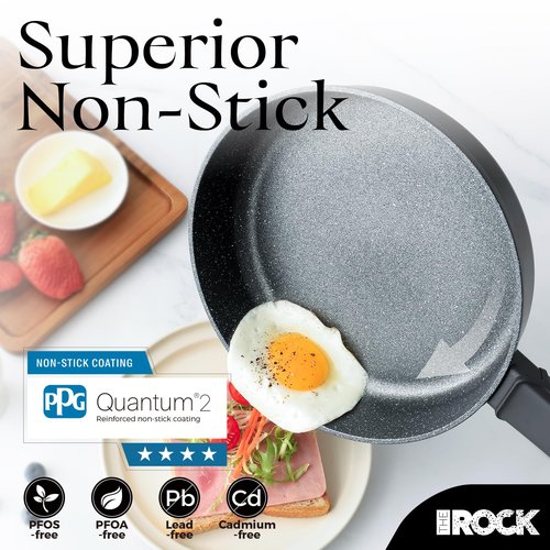 THE ROCK SOHO 11-Inch Non Stick Frying Pan – Nothing Sticks, Never Warps, Lasts Longer, Healthy Skillet with Heat-Resistant Handle, PFOA Free, Oven & Dishwasher Safe, Black